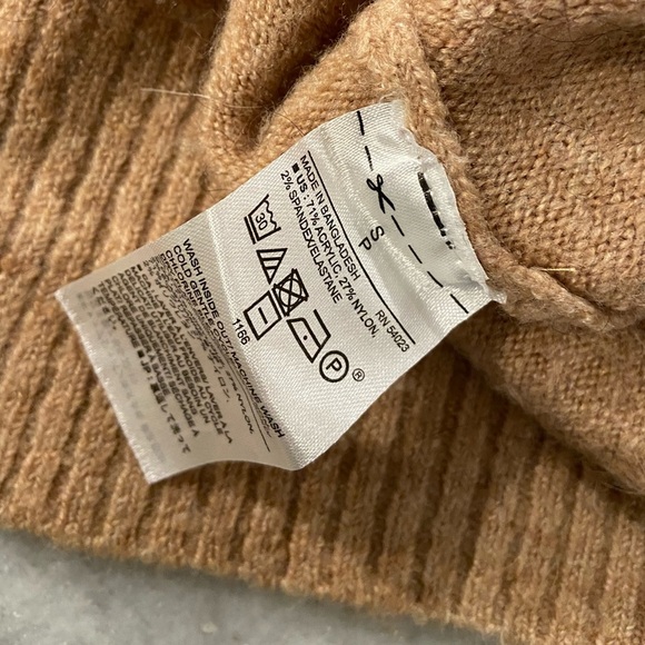 Banana Republic Size S Ribbed Front Cowl Turtle Neck Camel Tan   Sleeve Sweater - Picture 10 of 10